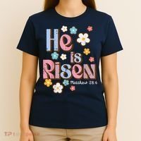 Easter Jesus He Is Risen Christian Faith Girl T-Shirt thumb 4