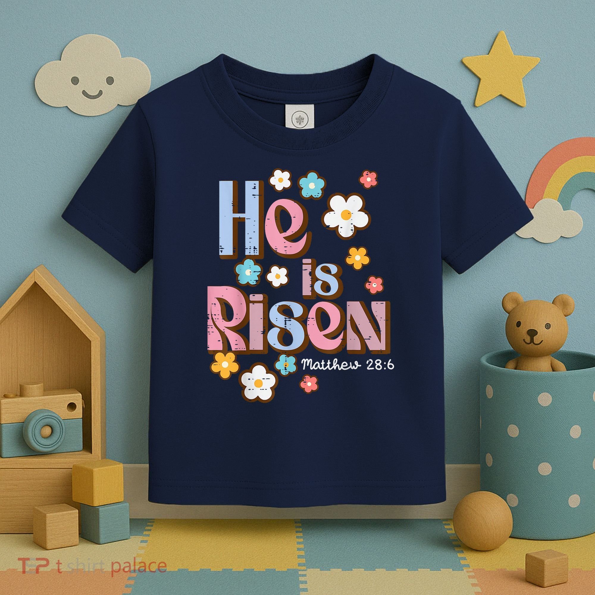 Easter Jesus He Is Risen Christian Faith Girl Toddler T-Shirt