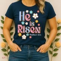 Easter Jesus He Is Risen Christian Faith Girl Women's T-Shirt thumb 2