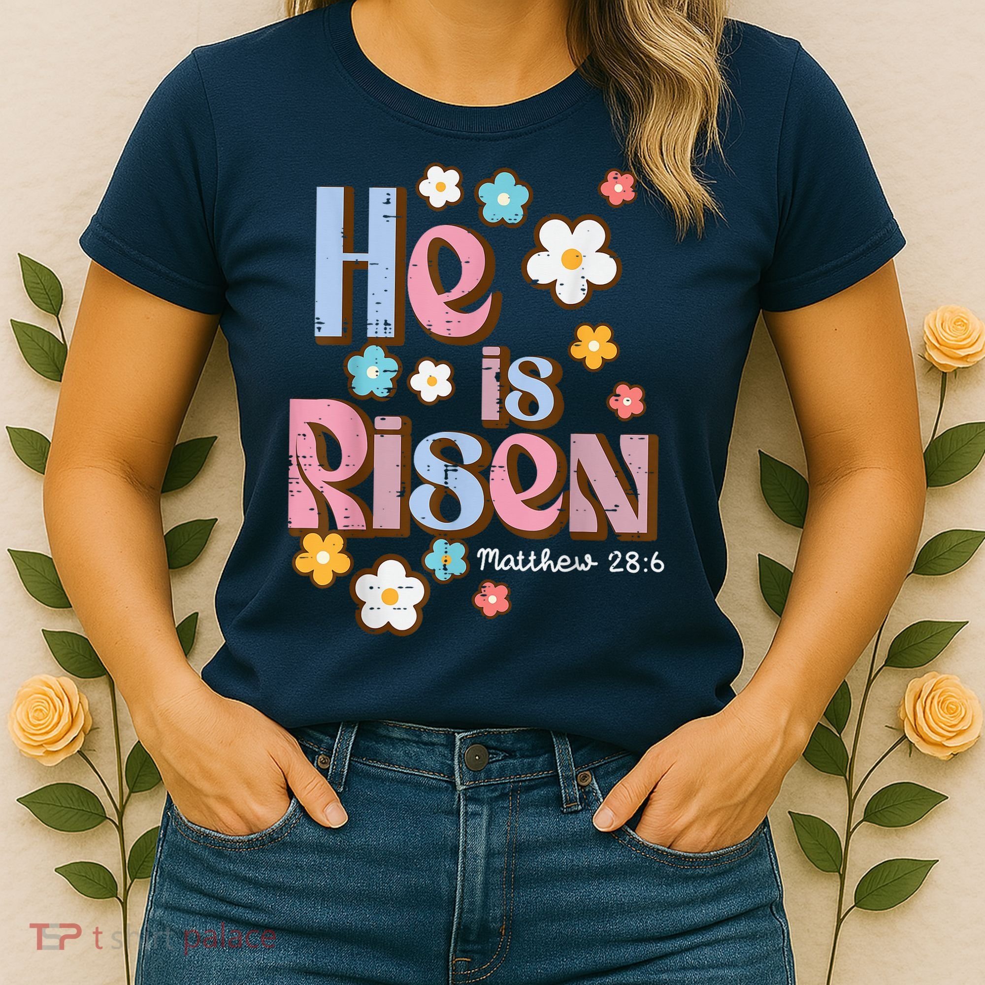 Easter Jesus He Is Risen Christian Faith Girl Women's T-Shirt