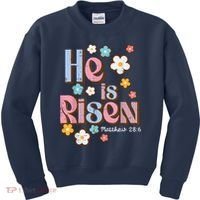 Easter Jesus He Is Risen Christian Faith Girl Kids Sweatshirt thumb 0