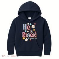 Easter Jesus He Is Risen Christian Faith Girl Kids Hoodie thumb 0