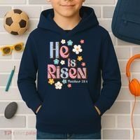 Easter Jesus He Is Risen Christian Faith Girl Kids Hoodie thumb 2