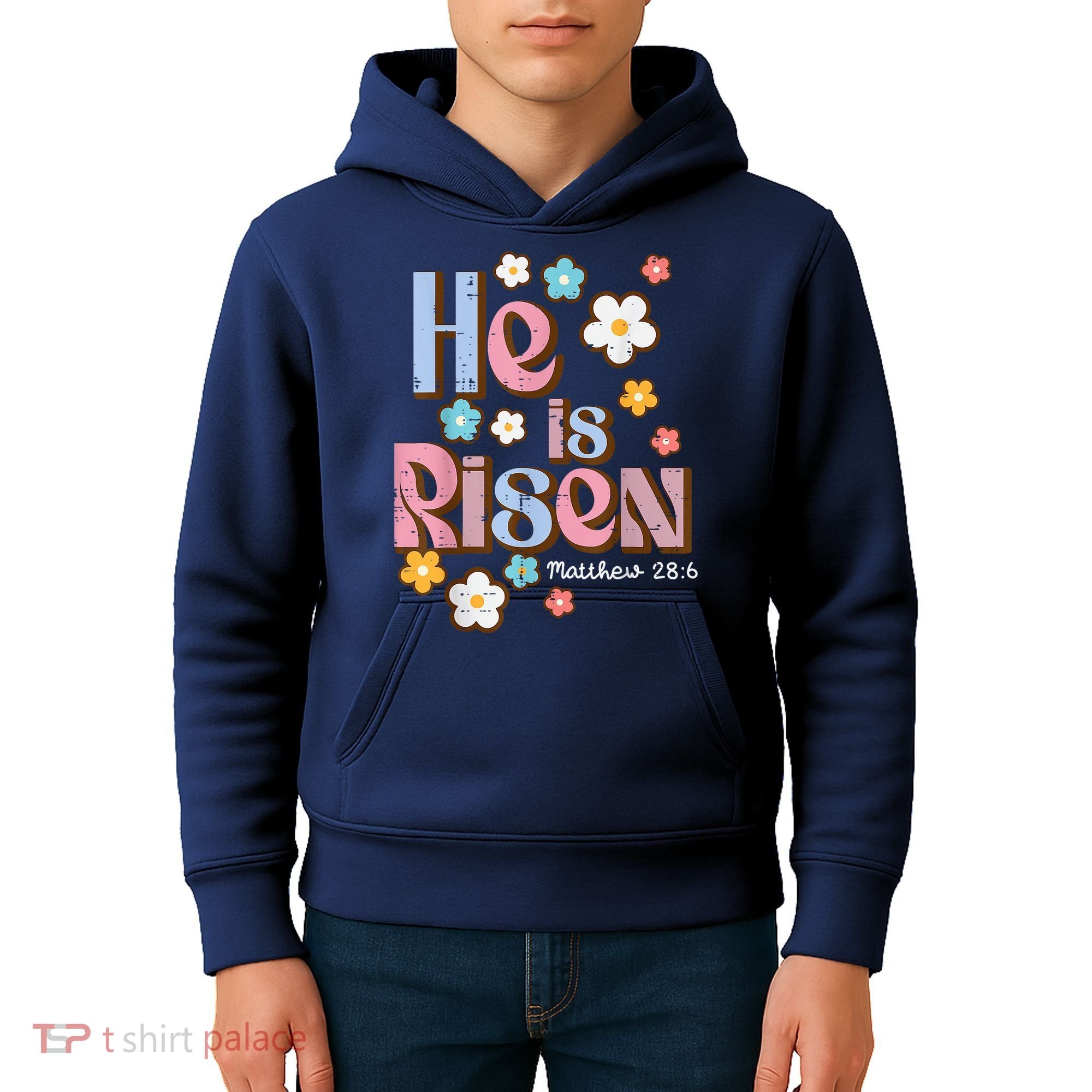 Easter Jesus He Is Risen Christian Faith Girl Kids Hoodie