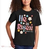 Easter Jesus He Is Risen Christian Faith Girl Kids T-Shirt thumb 2