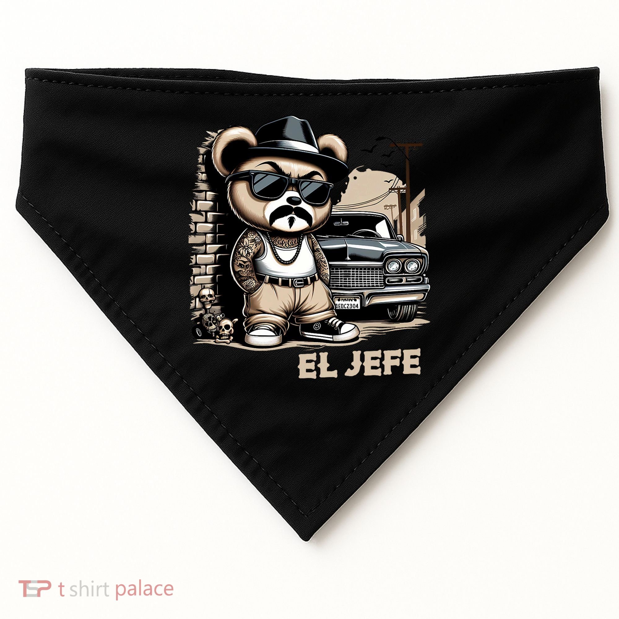 El Jefe Hip Hop Teddy Bear Lowrider Chicano Cholo USA-Made Doggie Bandana