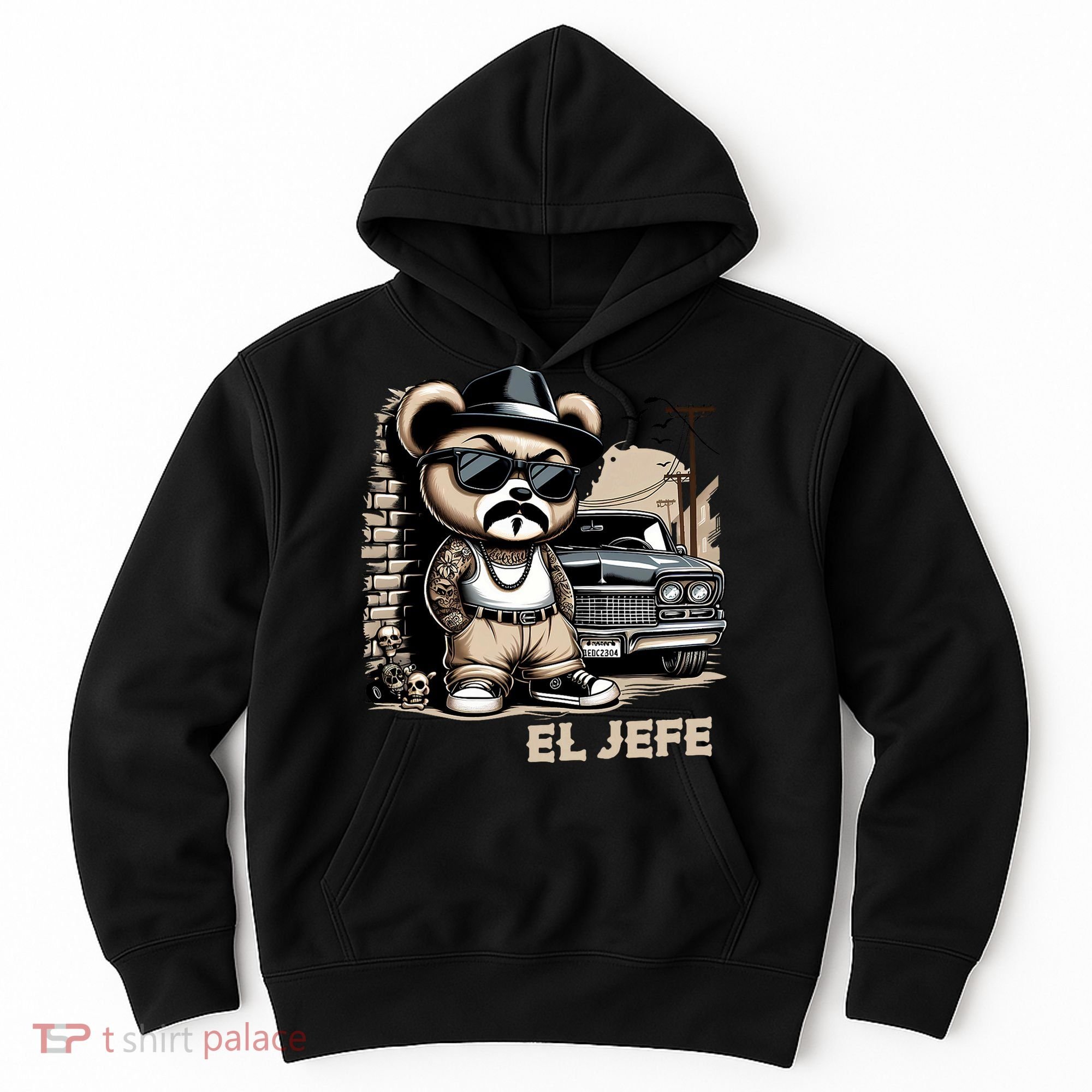 El Jefe Hip Hop Teddy Bear Lowrider Chicano Cholo Hoodie