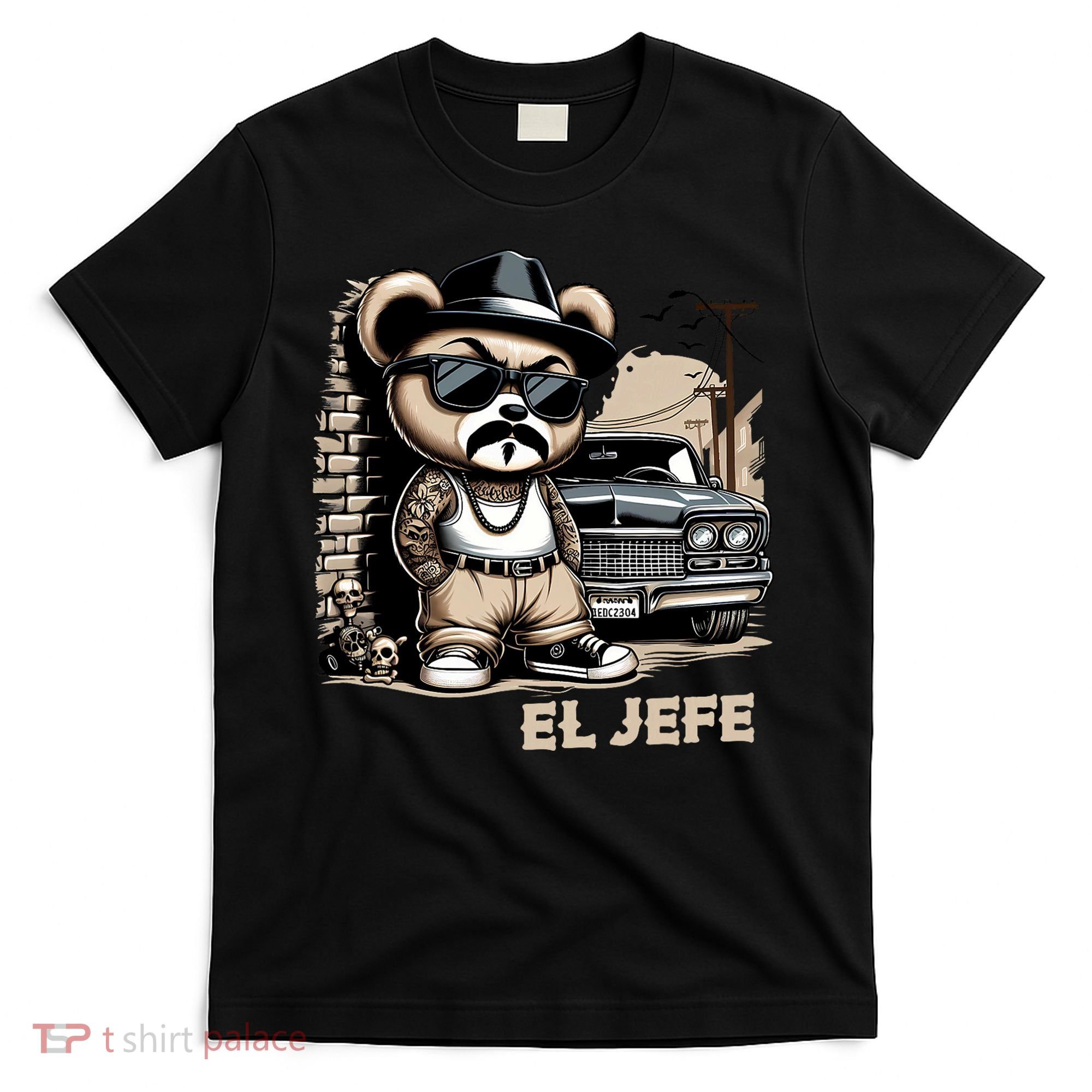 El Jefe Hip Hop Teddy Bear Lowrider Chicano Cholo T-Shirt
