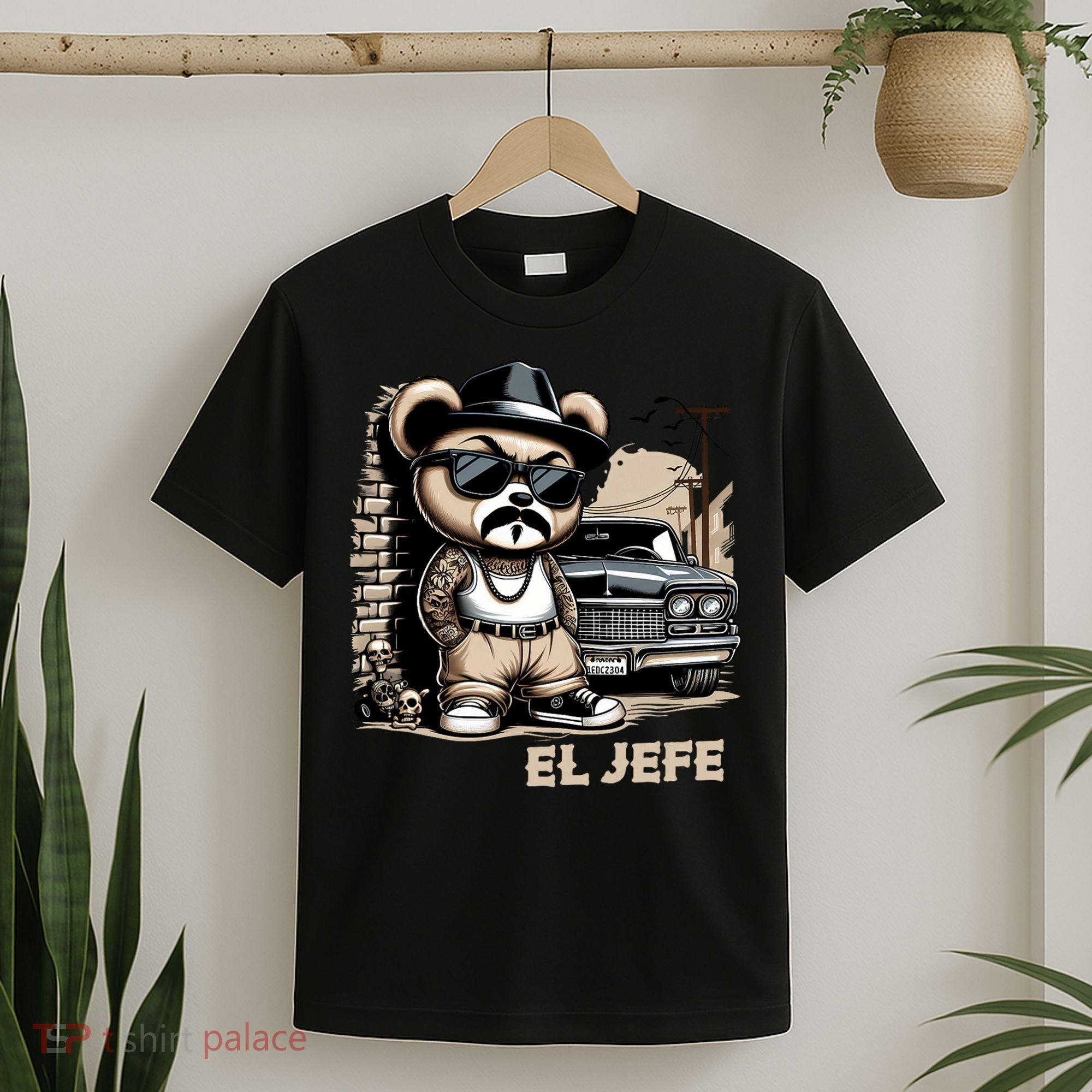 El Jefe Hip Hop Teddy Bear Lowrider Chicano Cholo T-Shirt