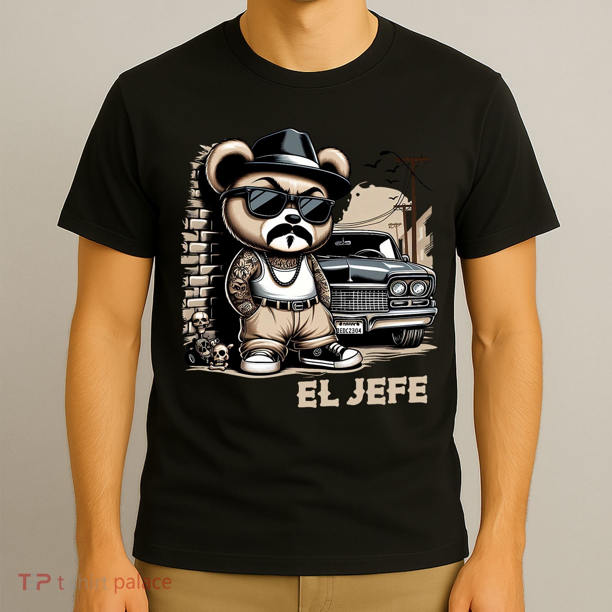 El Jefe Hip Hop Teddy Bear Lowrider Chicano Cholo T-Shirt