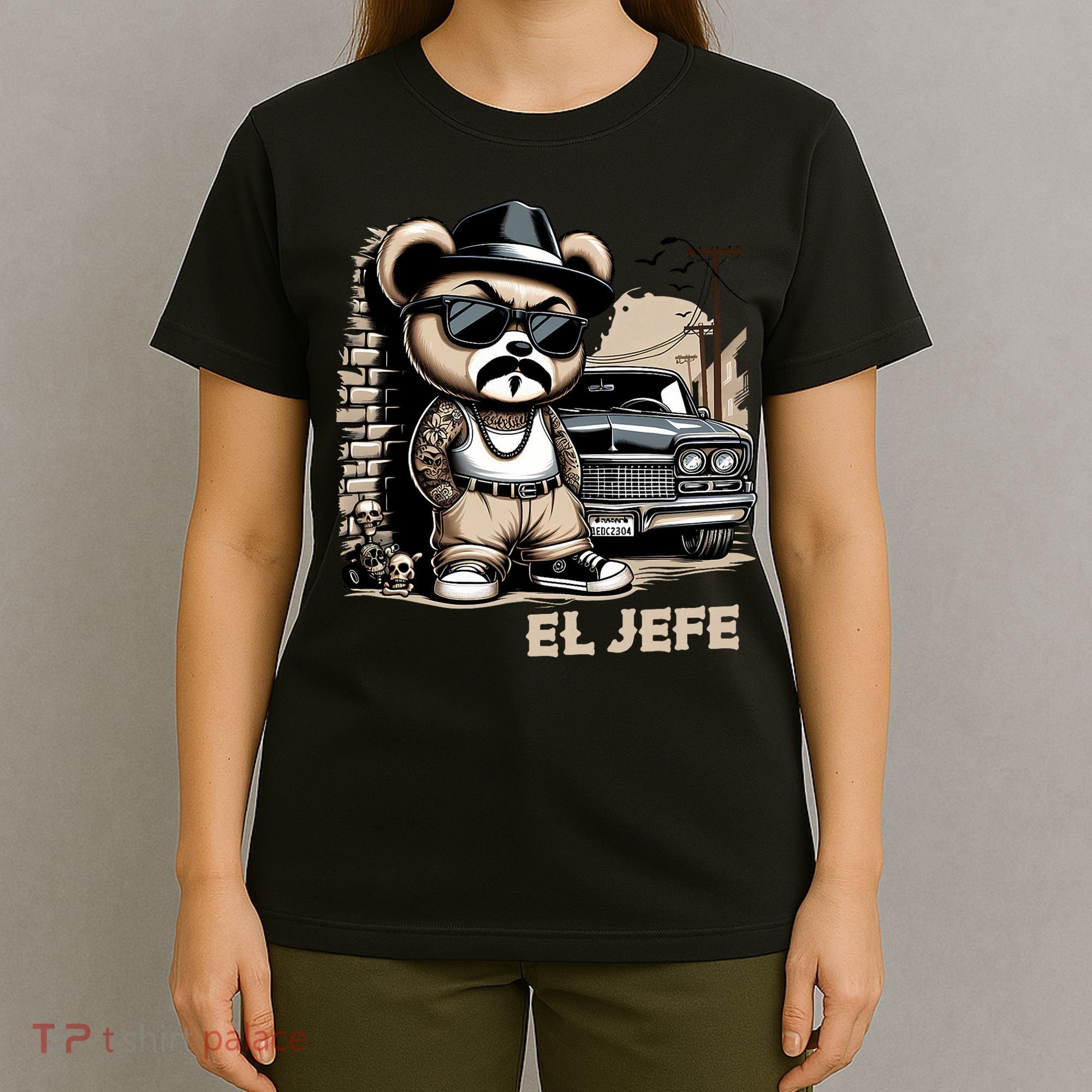 El Jefe Hip Hop Teddy Bear Lowrider Chicano Cholo T-Shirt