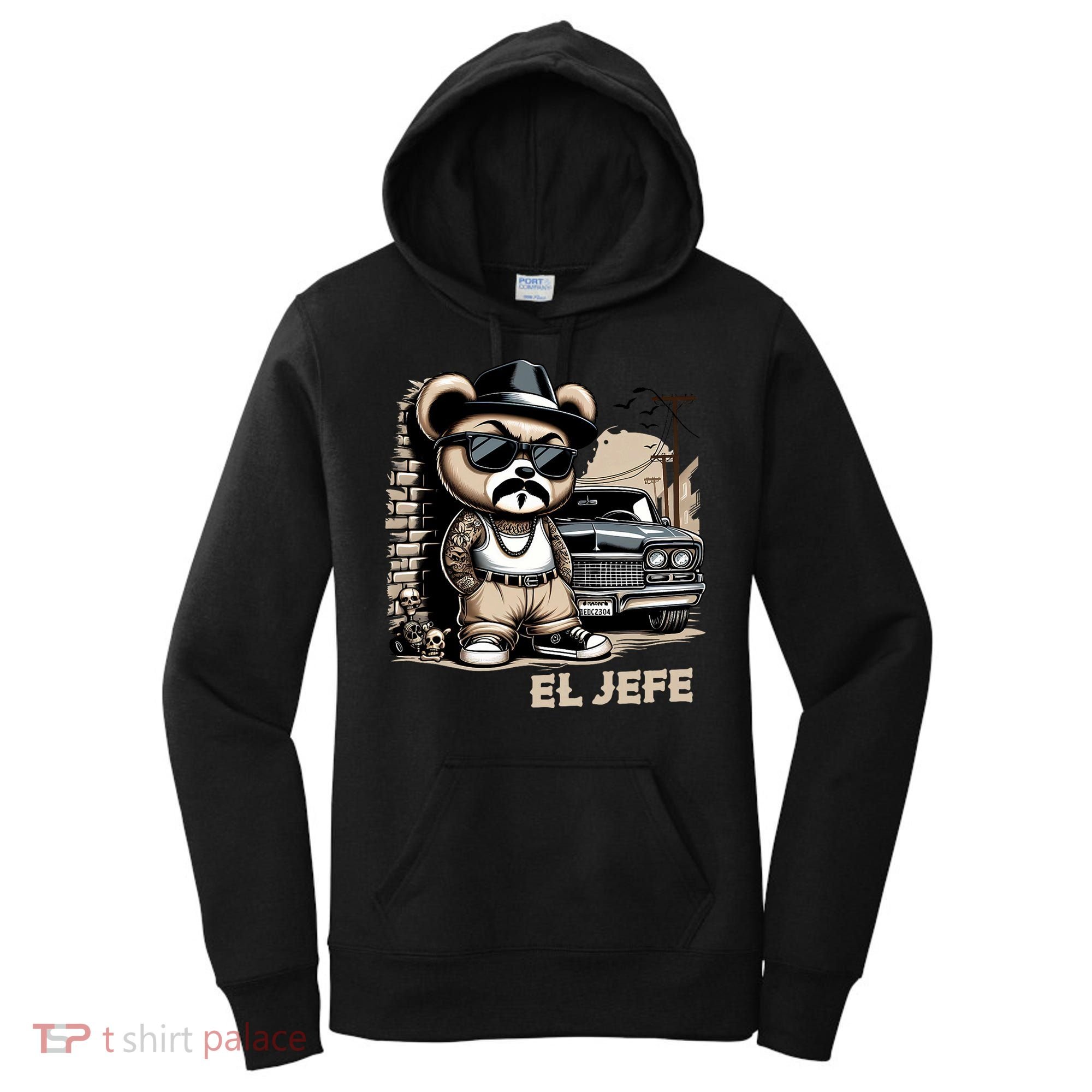 El Jefe Hip Hop Teddy Bear Lowrider Chicano Cholo Women's Hoodie