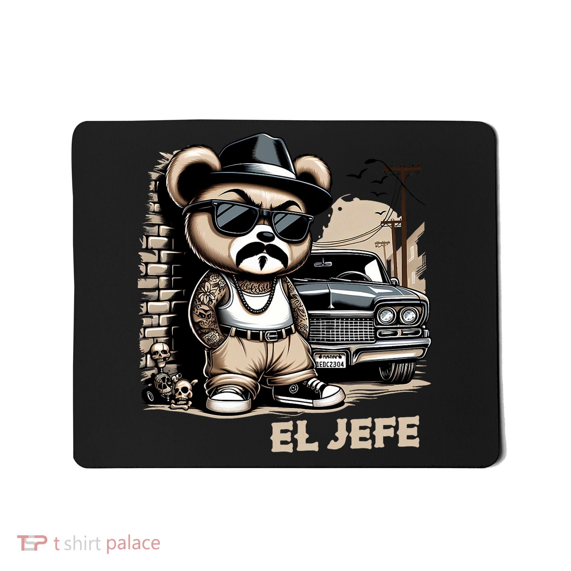 El Jefe Hip Hop Teddy Bear Lowrider Chicano Cholo Mousepad