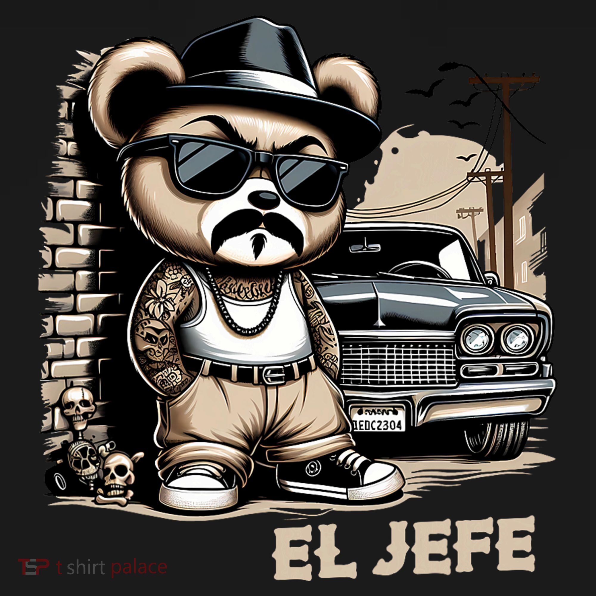 El Jefe Hip Hop Teddy Bear Lowrider Chicano Cholo Mousepad