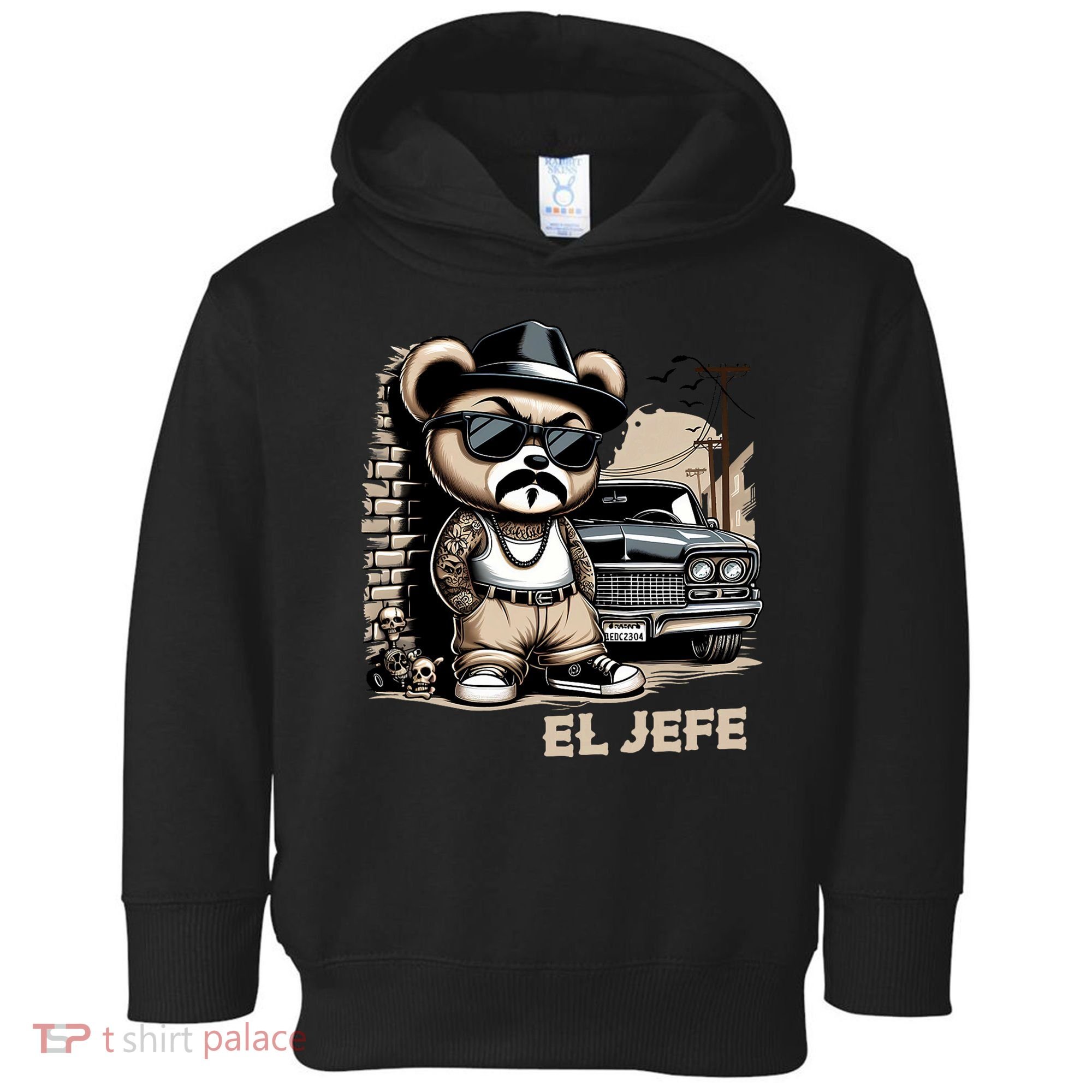 El Jefe Hip Hop Teddy Bear Lowrider Chicano Cholo Toddler Hoodie