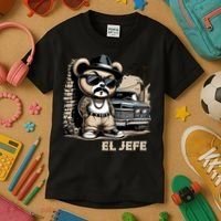 El Jefe Hip Hop Teddy Bear Lowrider Chicano Cholo Kids T-Shirt thumb 3