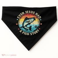 Even Jesus Has A Fish Story Christian Fisherman Funny Retro USA-Made Doggie Bandana thumb 0