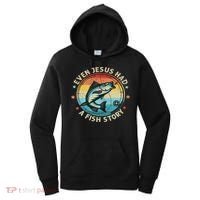 Even Jesus Has A Fish Story Christian Fisherman Funny Retro Women's Hoodie thumb 0