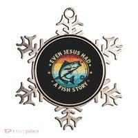 Even Jesus Has A Fish Story Christian Fisherman Funny Retro Ornament thumb 0