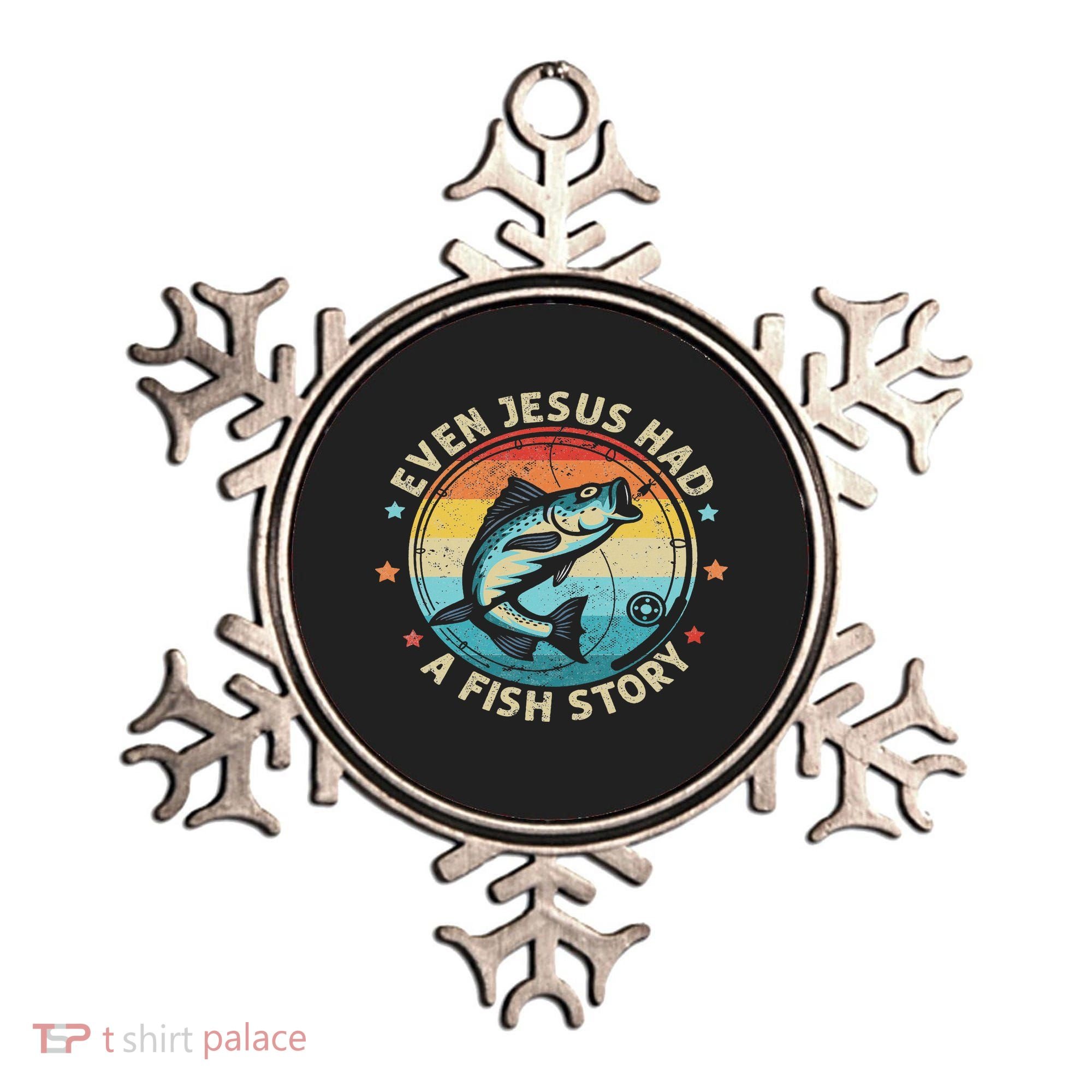 Even Jesus Has A Fish Story Christian Fisherman Funny Retro Ornament