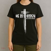 Easter Jesus He Is Risen Indeed Religious Christian Women T-Shirt thumb 4