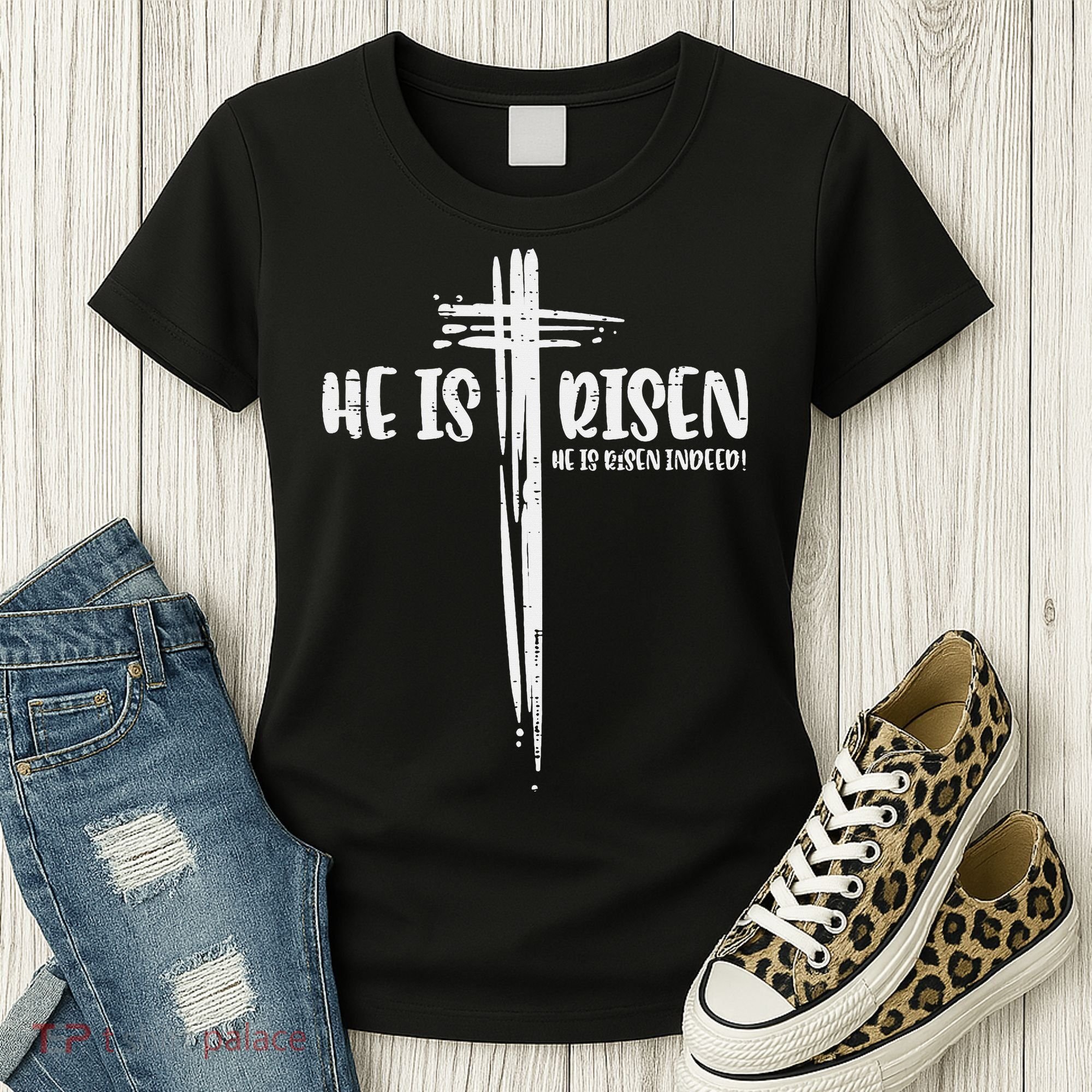 Easter Jesus He Is Risen Indeed Religious Christian Women Women's T-Shirt