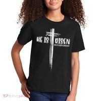 Easter Jesus He Is Risen Indeed Religious Christian Women Kids T-Shirt thumb 2
