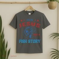 Even Jesus Had A Fish Story Funny Fishing T-Shirt thumb 2