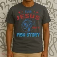 Even Jesus Had A Fish Story Funny Fishing T-Shirt thumb 3