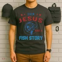 Even Jesus Had A Fish Story Funny Fishing T-Shirt thumb 6