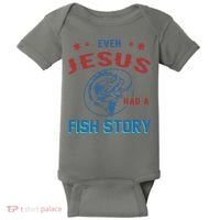 Even Jesus Had A Fish Story Funny Fishing Baby Bodysuit thumb 0