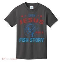 Even Jesus Had A Fish Story Funny Fishing Kids T-Shirt thumb 0