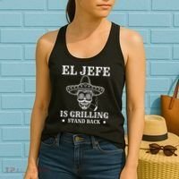 El Jefe Is Grilling Funny Mexican Dad BBQ Grill Women's Tank Top thumb 2