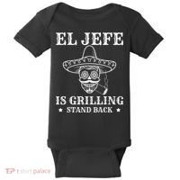 El Jefe Is Grilling Funny Mexican Dad BBQ Grill Baby Bodysuit thumb 0
