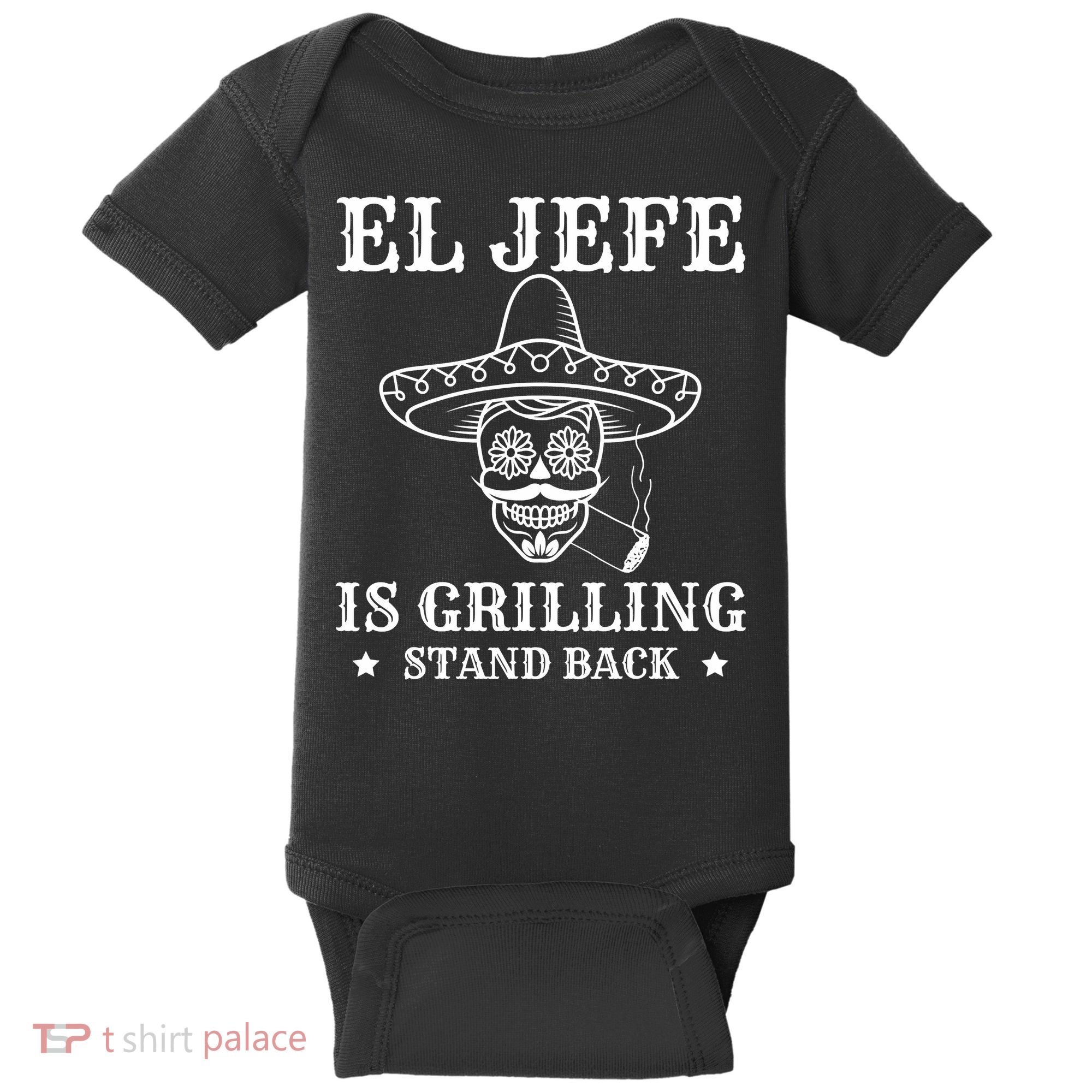 El Jefe Is Grilling Funny Mexican Dad BBQ Grill Baby Bodysuit