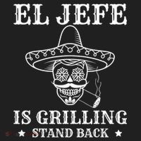 El Jefe Is Grilling Funny Mexican Dad BBQ Grill Hat thumb 2