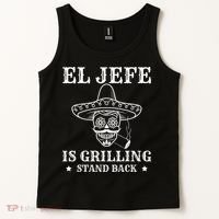 El Jefe Is Grilling Funny Mexican Dad BBQ Grill Tank Top thumb 2
