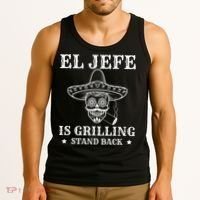 El Jefe Is Grilling Funny Mexican Dad BBQ Grill Tank Top thumb 3