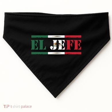 El Jefe Mexican Chef Hispanic Boss Mexico Dia De Los Muertos USA-Made Doggie Bandana