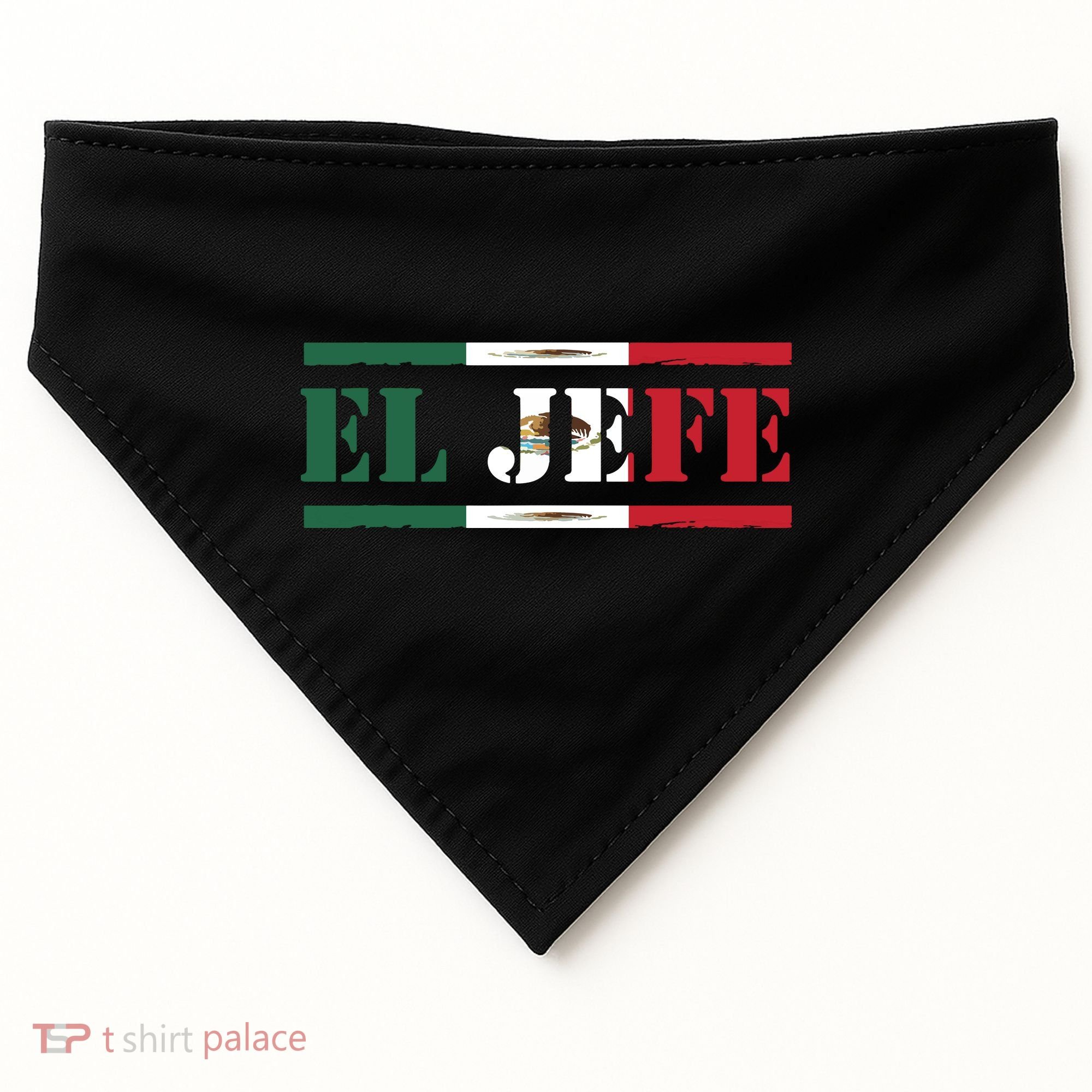El Jefe Mexican Chef Hispanic Boss Mexico Dia De Los Muertos USA-Made Doggie Bandana