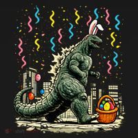 Easter Japanese Monster Bunny Ears Kaiju Toddler Hoodie thumb 2