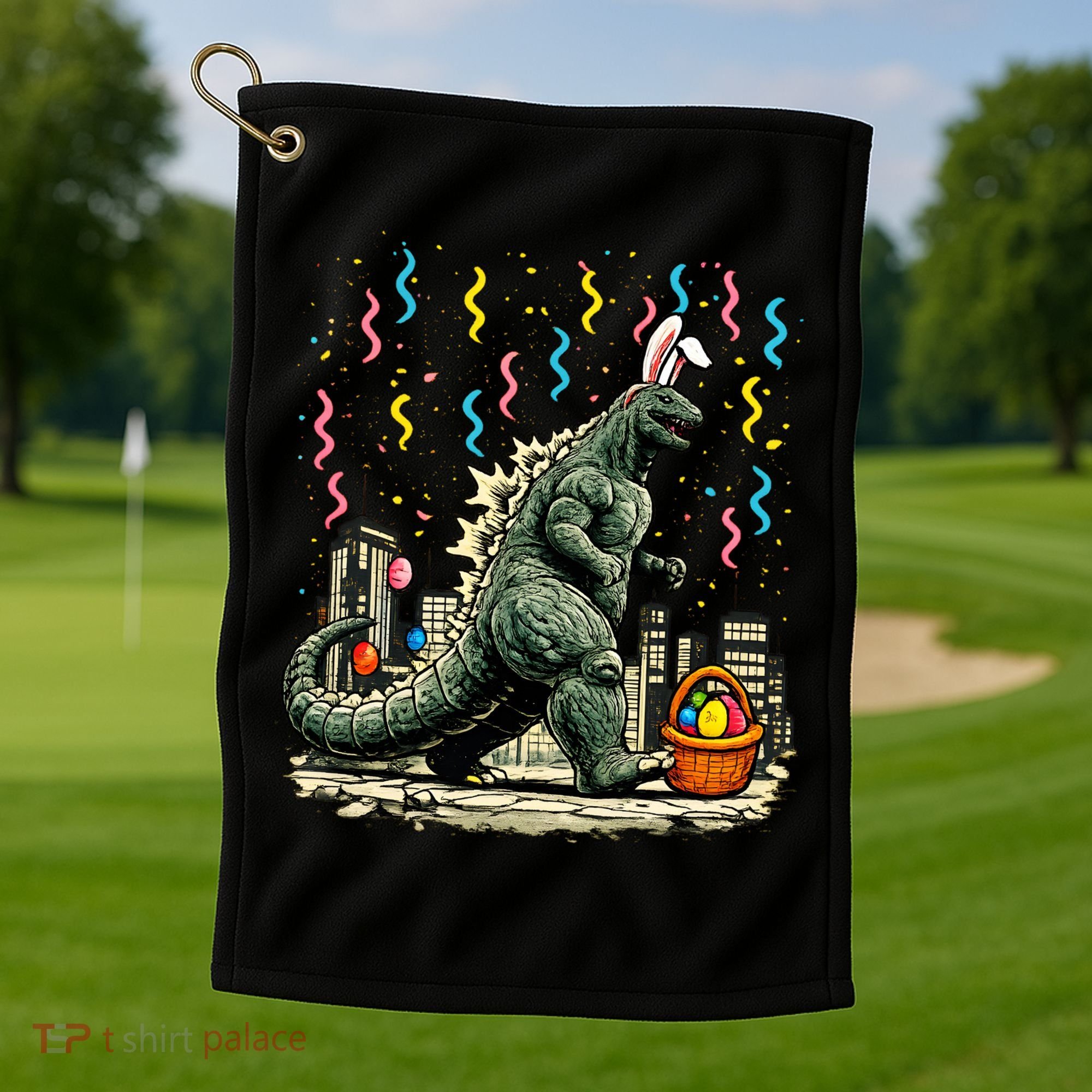 Easter Japanese Monster Bunny Ears Kaiju Golf Towel