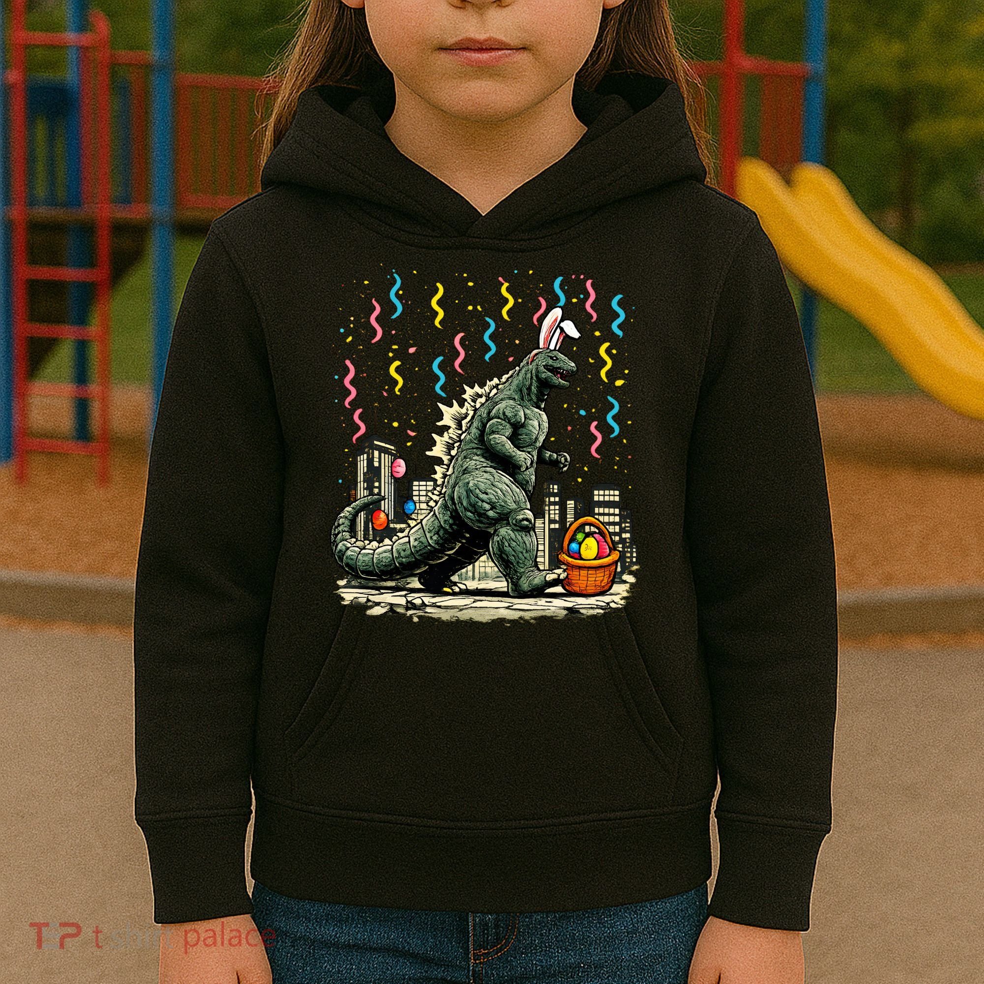 Easter Japanese Monster Bunny Ears Kaiju Kids Hoodie