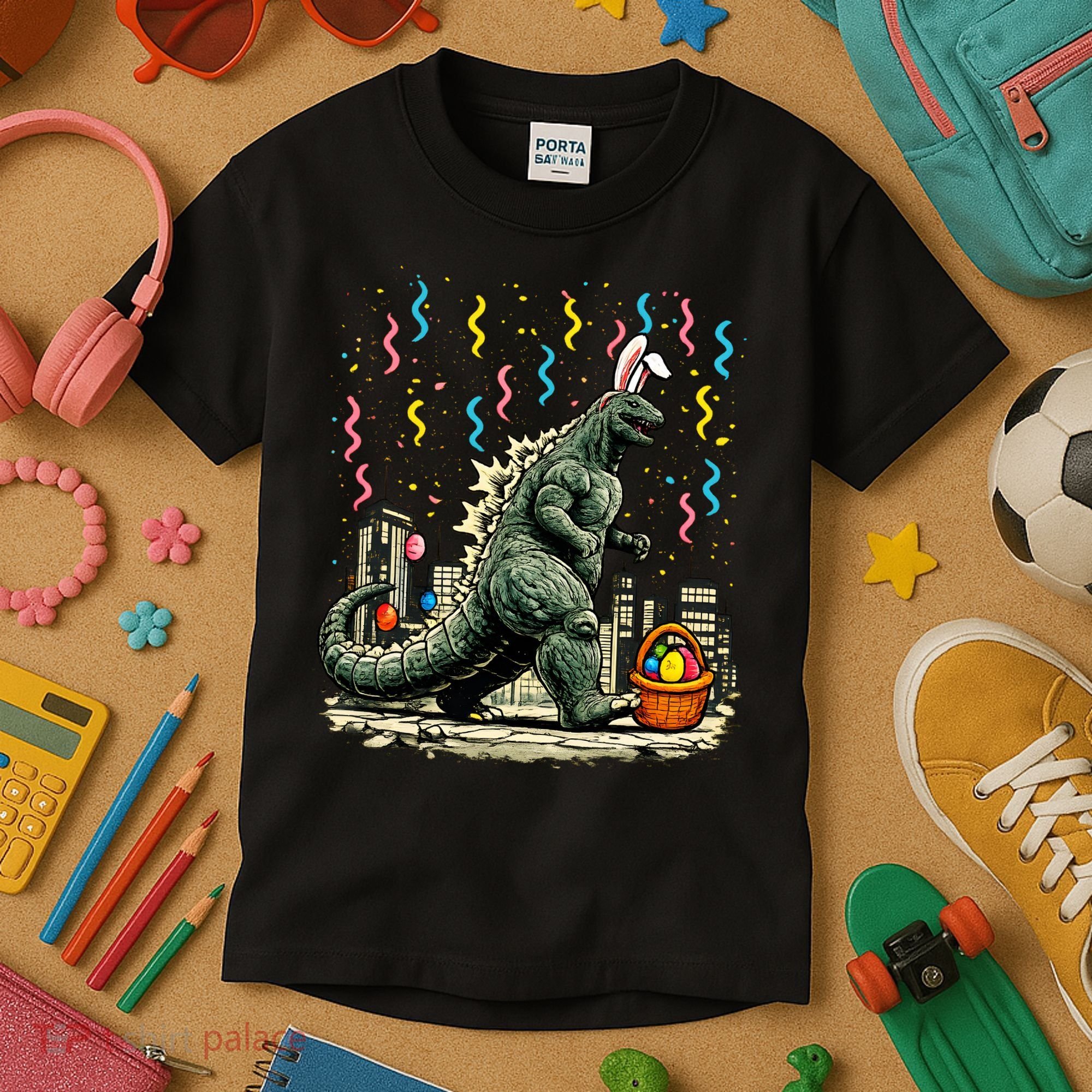 Easter Japanese Monster Bunny Ears Kaiju Kids T-Shirt