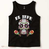 El Jefe Mexican Boss Sugar Skull Day Of The Dead Tank Top thumb 2