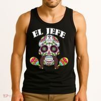 El Jefe Mexican Boss Sugar Skull Day Of The Dead Tank Top thumb 3