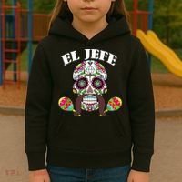 El Jefe Mexican Boss Sugar Skull Day Of The Dead Kids Hoodie thumb 3