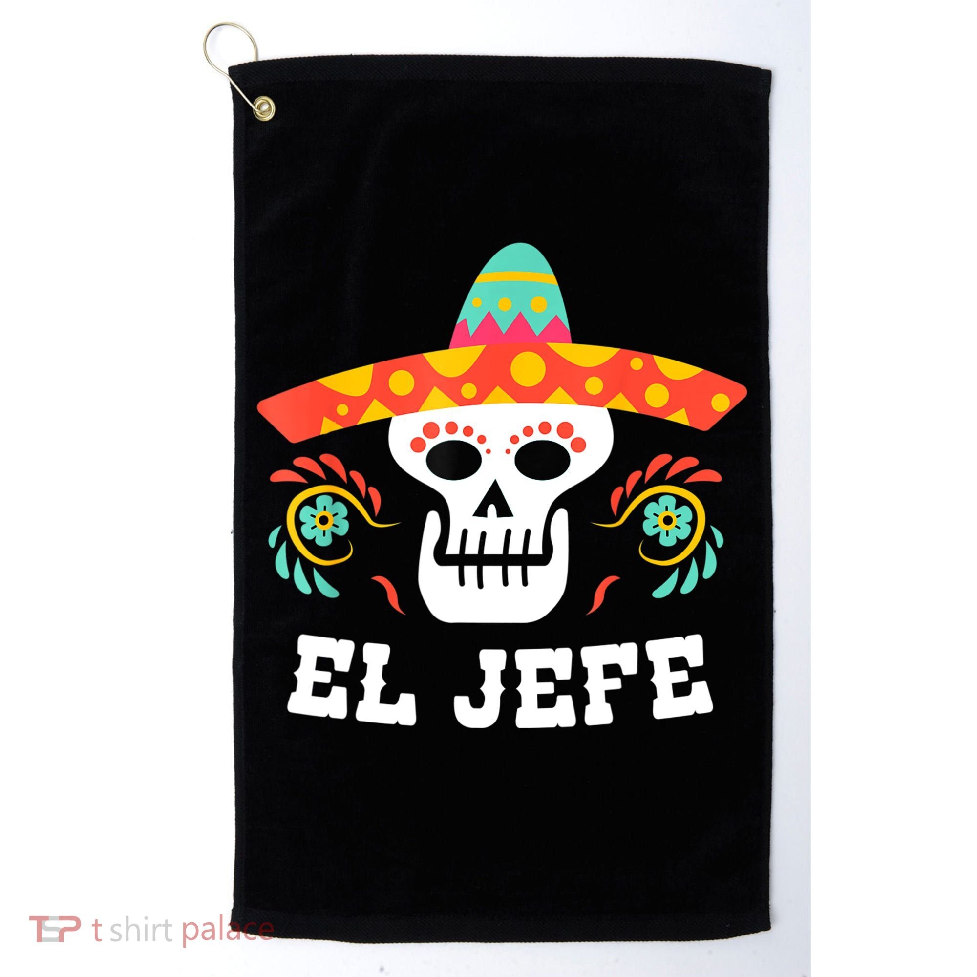El Jefe Mexican Skull Day Of The Dead Golf Towel