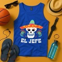 El Jefe Mexican Skull Day Of The Dead Tank Top thumb 4