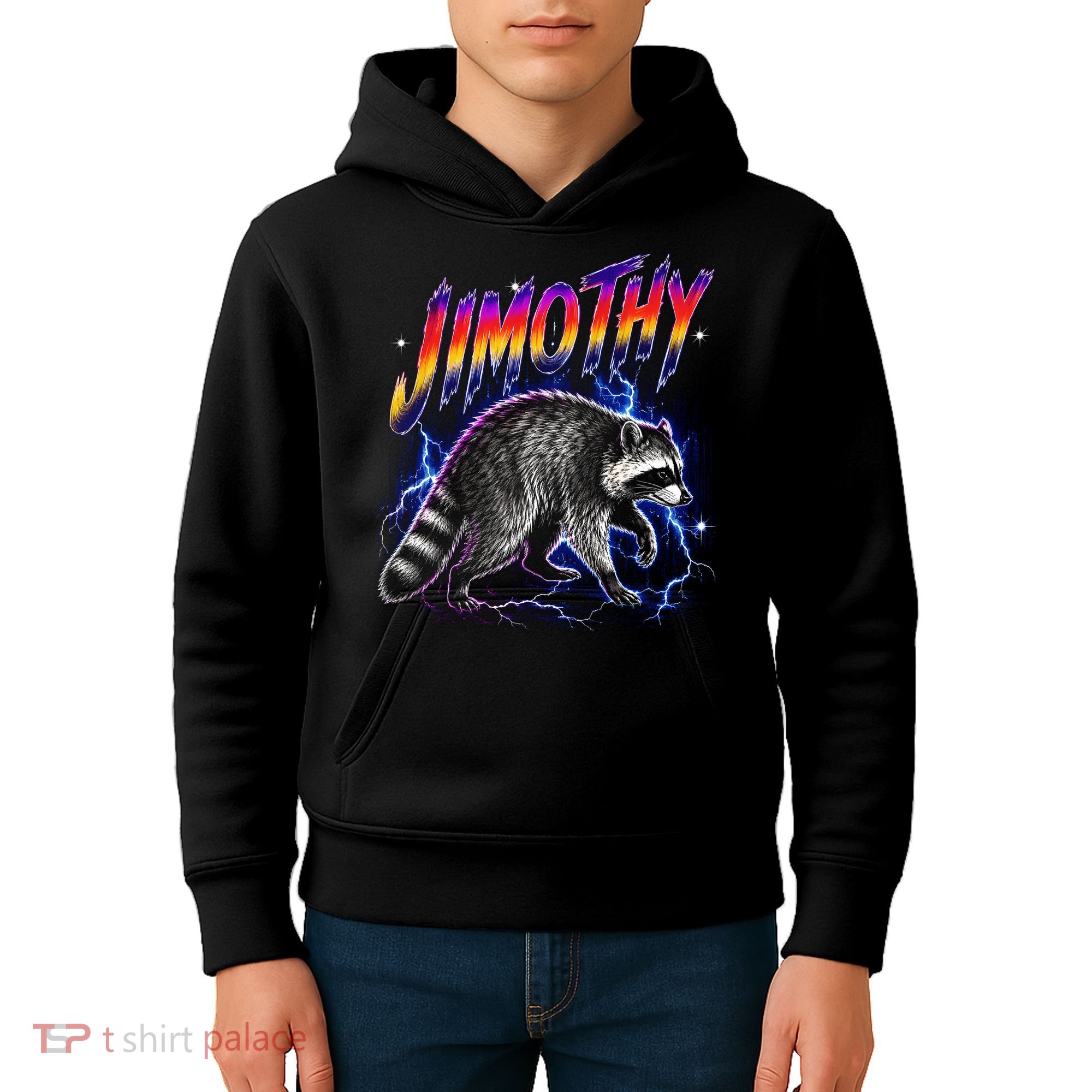 Epic Jimothy Raccoon Lighting Retro Kids Hoodie